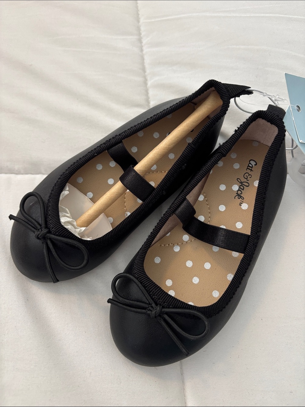 Cat & Jack Black Girls' Bow Ballet Flats